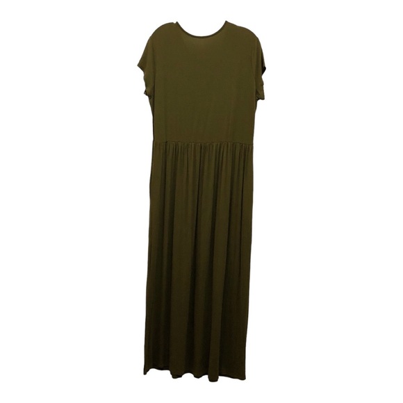 W Size 2XL Moss Green Cap Sleeve Crew Neck with Elastic Waistline Maxi Dress - Picture 2 of 11